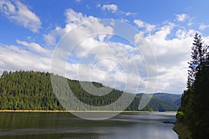 Summer landscape of Belis-Fantanele dam lake, Apuseni Mountains, Ocidental Carpathians, Romania, Europe. photo