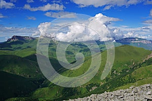 Summer landscape in Caucasus Mountains photo