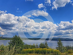 Summer landscape with cloudy sky