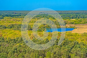 Summer landscape, field and bend of the  river