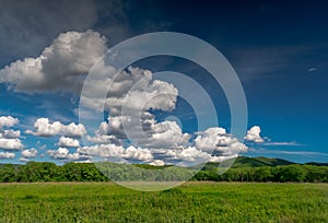 Summer landscape with green mountains