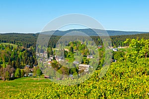 Summer landscape of Jizera Mountains from Bedrichov, Czech Republic