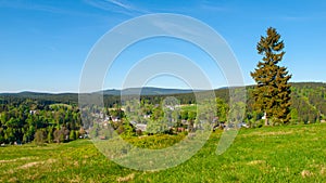 Summer landscape of Jizera Mountains from Bedrichov, Czech Republic