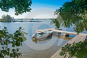 Summer landscape on the Kizhi island in Lake Onega.