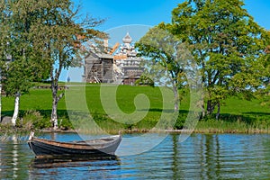 Summer landscape on the Kizhi island in Lake Onega.