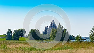 Summer landscape on the Kizhi island in Lake Onega.