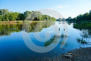 Summer landscape of the Klyazma river in Vladimir town