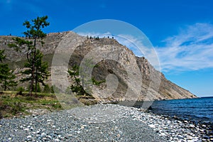 Summer landscape on lake Baikal on a clear Sunny summer day with blue sky