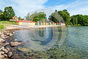 Summer landscape with lake beach