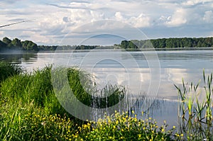 Summer landscape on the Lake Biserovo, Moscow region, Russia.