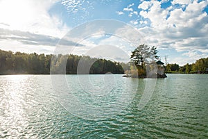 Summer landscape of lake with crystal and fresh water Aya