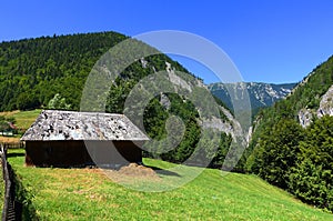 Summer landscape in Magura village, Piatra Craiului massif.