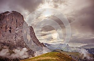 Summer landscape of mount Langkofel, South Tirol, Dolomites mountains, Italy