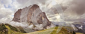 Summer landscape of mount Langkofel, South Tirol, Dolomites mountains, Italy