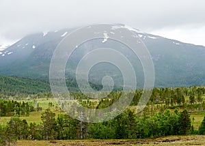 Summer landscape with mountains in Norway