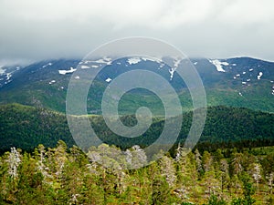 Summer landscape with mountains in Norway