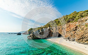 Summer landscape with Mylopotamos beach,