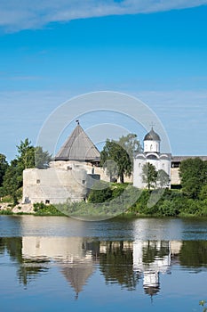 Summer landscape with an old fortress in Staraya Ladoga. Founded in 753. Leningrad region. Russia