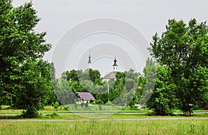 Summer landscape, old orthodox church in the Starocherkassk