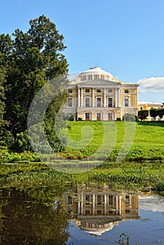Summer landscape of the Pavlovsk garden and palace. photo