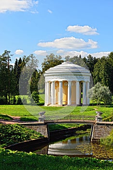 Summer landscape of the Pavlovsk garden. Temple of Friendship