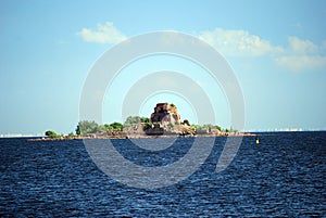 Summer landscape with a ring ROAD. Fort Pavel 1 on the Neva Bay.