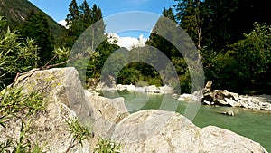 Summer Landscape on a River in the Alps - 5K