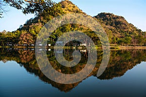 Summer landscape with river and Mountain lake