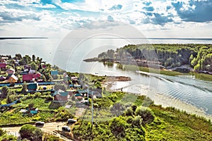 Summer landscape with a river. The Razdelnaya and Ob Rivers