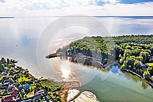 Summer landscape with a river. The Razdelnaya and Ob Rivers