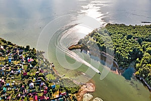 Summer landscape with a river. The Razdelnaya and Ob Rivers