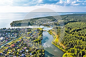 Summer landscape with a river. The Razdelnaya and Ob Rivers