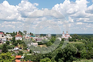 Summer landscape and russian village