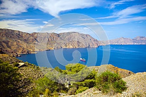 Summer landscape, sea mountains in Spain, coast Costa Calida photo