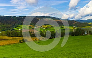 Summer landscape Slidrefjord lake shore scenery Norway