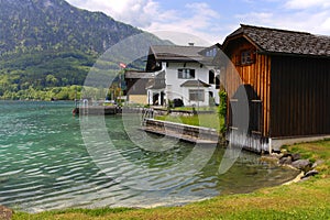 Summer landscape of Unterach am Atterse, Salzkammergut, Austria, Europe