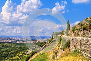 Summer landscape - view of the Klis Fortress and the city of Split