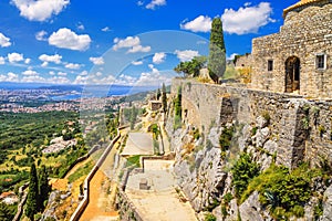 Summer landscape - view of the Klis Fortress and the city of Split