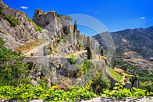 Summer landscape - view of the ruins of the Klis Fortress