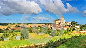 Summer landscape - view of the village of Lavardens, in the historical province Gascony