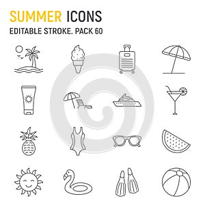 Summer line icon set