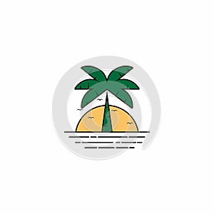 Summer logo beach palm vector icon. Beach Summer holidays design.