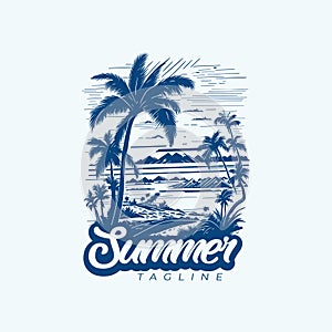 Summer Logo Design Vector Illustration Template Idea