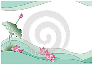 Summer lotus flower paper cutting background