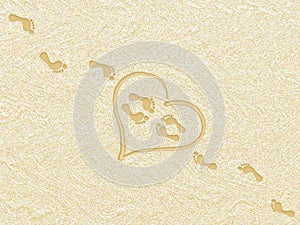 Footprints of lovers on the beach