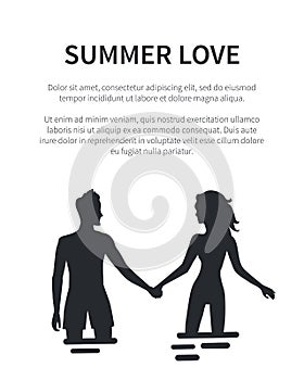 Summer Love Affair Banner with Couple Silhouettes