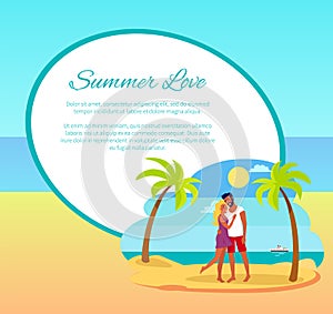 Summer Love Web Poster Happy Couple Hugging Palm
