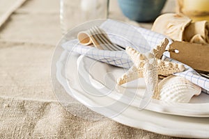 Summer marine style table setting