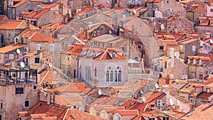 Summer mediterranean cityscape - view of the roofs of the Old Town of Dubrovnik
