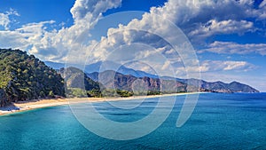 Summer mediterranean coastal landscape - view of the Cirali Olympos Beach